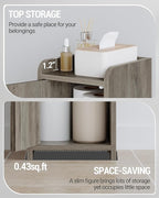 Bathroom Storage Cabinet, Small Corner Floor Cabinet with 2 Doors and Adjustable Shelf, Narrow Toilet Paper Cabinets, Bathroom Organizer for Small Spaces, 7.9" D x 7.9" W x 29.5" H Greige