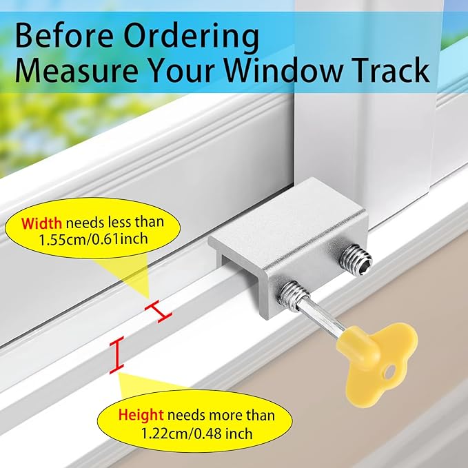 ZRFCXE Window Locks,8 Pack Sliding Window Locks with Key for Vertical & Horizontal Sliding Windows Doors,Easv to Install,Adjustable Security Window Lock for Patio Bedroom Home and Office (Silver)