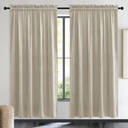 NICETOWN Camel Velvet Curtains 72 Inch Long 52 Wide, Room Darkening Sound Blocking Window Treatment for Living Room Farmhouse Style Drapes for Home