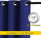 NICETOWN Blackout Room Divider Curtains 118 inches Long 2 Panels, Grommet Sliding Door Curtains Solid Window Treatments Sound Reducing for Living Room, W66 x L118, Navy Blue
