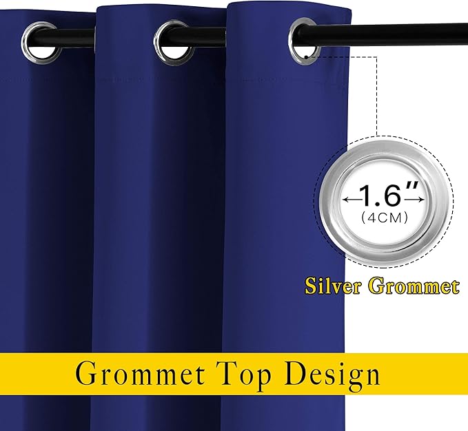 NICETOWN Blackout Room Divider Curtains 118 inches Long 2 Panels, Grommet Sliding Door Curtains Solid Window Treatments Sound Reducing for Living Room, W66 x L118, Navy Blue
