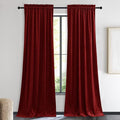 NICETOWN Christmas Red Velvet Curtains and Drapes, Extra Long Elegant Wall Backdrop Drapes for Holiday Season Home Decoration (Set of 2, Rod Pocket Design, 90 inches Long)