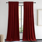 NICETOWN Christmas Red Velvet Curtains and Drapes, Extra Long Elegant Wall Backdrop Drapes for Holiday Season Home Decoration (Set of 2, Rod Pocket Design, 90 inches Long)