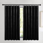 NICETOWN Black Out Velvet Curtains 63 inches Long, Blackout Kitchen Curtain Panels, Solid Heavy Matt Drapes/Window Treatments for Bedroom, Boys Room (2 Panels,52" Wide)