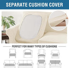 H.VERSAILTEX 3 Piece Stretch Sofa Covers for 2 Cushion Loveseat Couch Covers for Living Room (Base Cover Plus 2 Seat Cushion Covers) Thicker Jacquard Fabric (Medium Sofa, Cream)