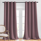 NICETOWN Living Room Blackout Curtains 120 inches Long - Sound Reducing Thermal Insulated Solid Grommet Window Drapes Light & Heat Blocking for Bedroom, Dry Rose, Set of 2, W52 x L120