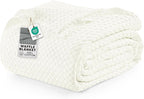 Utopia Bedding Ivory 100% Cotton Waffle Blanket 300 GSM [Twin - 90x66 Inch] Soft Lightweight Breathable Bed Blanket for All Season