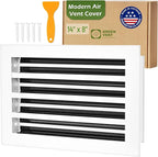 Modern Air Vent Cover 14x8 (Duct Opening) - Decorative White Aluminum Linear Slot Diffuser for Wall, Ceiling, Floor Register - Quiet Operation HVAC Grille for Home with Adjustable Airflow