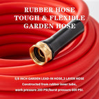 Garden Hose 10 ft x 5/8” Hot Water Hose,-50°F to 190°F, Burst 600Psi Flexible & Lightweight Upgraded Rubber Hoses,3/4” Solid Fittings for All-weather Outdoor Lawn & Garden