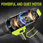 PULITUO 12V Green Cordless Drill Set Power Drill Kit with Battery and Charger,electric drill home improvement,3/8-Inch Keyless Chuck,Built-in LED,21+1 Torque Setting