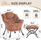 Welnow Lazy Chair with Ottoman, Modern Accent Chair with Armrests and a Side Pocket, Leisure Sofa Armchair, Reading Armchair with Footrest for Small Space, Plush Brown