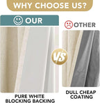 H.VERSAILTEX 100% Blackout Curtains for Bedroom Thermal Insulated Linen Textured Curtains Heat and Full Light Blocking Drapes Living Room Curtains 2 Panel Sets, Bleached Sand, 52x63 Inch