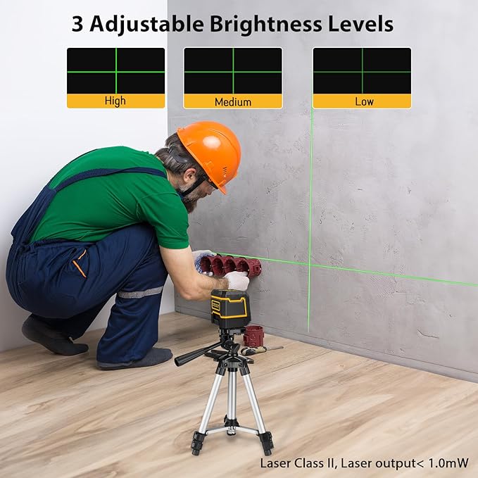 Laser-Level-with-Tripod, Green Cross Line Laser with Tripod Self-Leveling, Lazer Leveler Tool for Picture Hanging Construction Floor Tile Wall Home Renovation, Indoor Project
