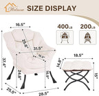 Welnow Lazy Chair with Ottoman, Modern Accent Chair with Armrests and a Side Pocket, Leisure Sofa Armchair, Reading Armchair with Footrest for Small Space, Beige