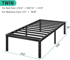Metal Platform Bed Frame 12 Inch Tall,No Box Spring Needed,Twin Size Bed with Heavy Duty Strong Support Slats,Easy to Assemble,Black