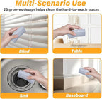 6-Pack Damp Clean Duster Sponge, Magic Sponge Eraser Baseboard Cleaner Tool, Dusters for Cleaning Blinds, Glass, Vents, Railings, Mirrors,Window Track Grooves and Faucets