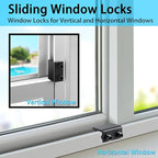 ZRFCXE Window Locks,4 Pack Sliding Window Locks with Key for Vertical & Horizontal Sliding Windows Doors,Easv to Install,Adjustable Security Window Lock for Patio Bedroom Home and Office (Black)