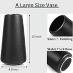 12 Inch Tall Premium Quality Ceramic Vase | Flower Vase for Home Decor | Farmhouse Decor, Desk Decor, Modern Decor, Aesthetic Room Decor, White Vase for Bohemian Decor, Pampas Vase, Black