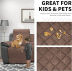 Easy-Going Recliner Sofa Cover with Console, Reversible Couch Cover for Living Room, Split Sofa Cover for Each Seat with Elastic Straps for Kids, Dogs, Pets (3 Seater, Brown/Beige)