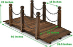 Giantex 5 FT Wooden Garden Bridge, Stained Wood Arc Footbridge with Chain Railings for Backyard Creek Farm, Decorative Pond Bridge, Easy to Assemble, 400 lbs Capacity (Brown)