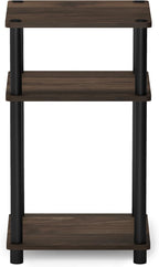 Furinno JUST Side Table, 3-Tier End Table, Open Shelves Night Stand, Bedside Table, Toolless Assembly, for Living Room, Bedroom, Bathroom, Columbia Walnut