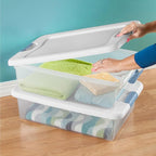 Sterilite 12-Pack Latching Box, Under Bed Storage Bins with Lids, Clear Plastic, 32 Quart - Heavy-Duty Organizing Containers for Closet, Bathroom, and Office