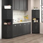 Vabches 64.8" Tall Farmhouse Corner Cabinet with 4 Doors and 5 Storage Shelves, Farmhouse Storage Cabinet with Barn Door Design, Home Space Saver for Living Room, Kitchen, Laundry Room,Black