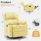 Recliner Chair, 360 Swivel Rocker Chair for Adults, Small Rocking Recliner for Small Spaces, Upholstered Fabric Glider Recliner Nursery