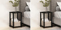 Furinno Simplistic Compact Bedside Table, Nightstand, Espresso/Black (Pack of 2)