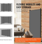 VEVOR Room Divider, 4 Panel Room Divider, 136" W Folding Privacy Screen and Portable Partition Divider for Room Separation, Freestanding Room Partitions for Office, Bedroom, Study, Grey