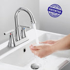Bathroom Faucets for Sink 3 Hole, Hurran 4 inch Chrome Bathroom Sink Faucet with Pop-up Drain and Supply Hoses, Stainless Steel Lead-Free 2-Handle Centerset Utility Faucet for Sink Vanity RV