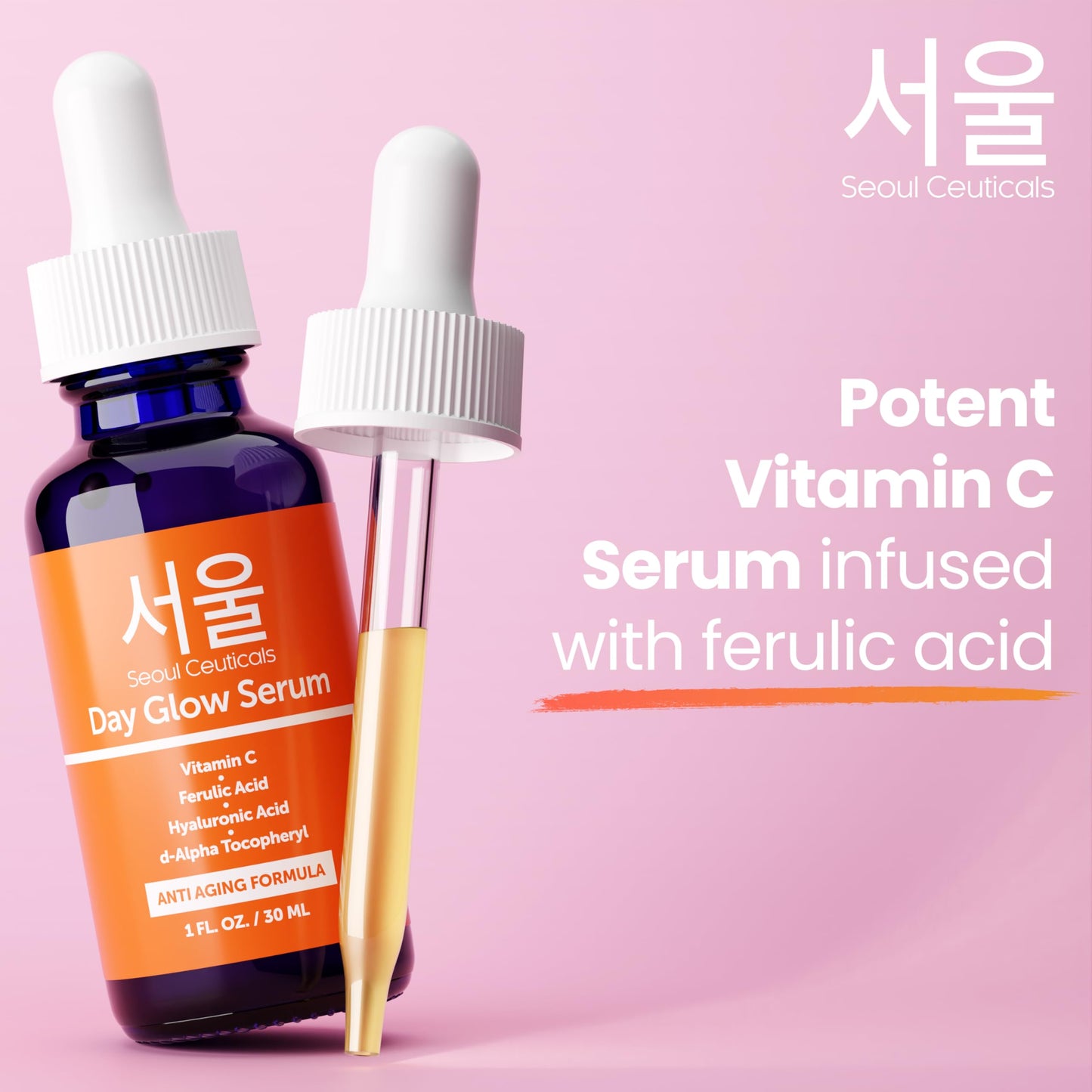 SeoulCeuticals 20% Vitamin C Serum - Hyaluronic Acid & CE Ferulic Acid for Anti-Aging Korean Skincare | AlluCanFind