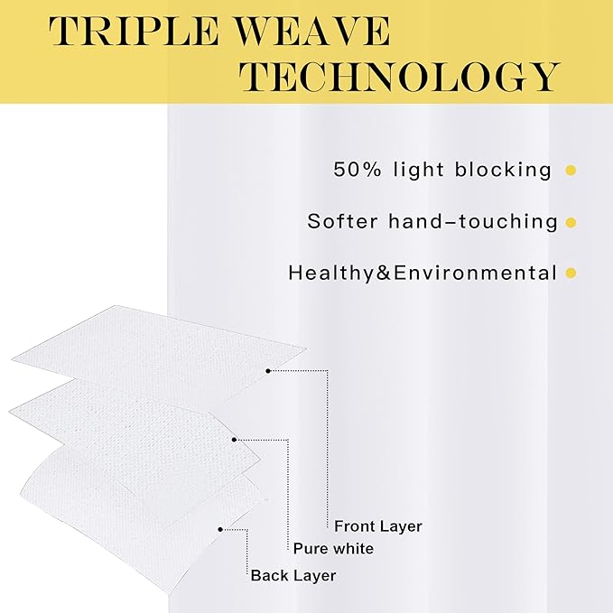 NICETOWN White Room Darkening Curtain 95 inches Long for Living Room - (50% Blackout) Grommet Top Thermal Insulated Window Treatment Sound Reducing Drape for Bedroom (1 Panel, W52 x L95)