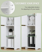 Bathroom Storage Cabinet, Small Corner Floor Cabinet with 2 Doors and Adjustable Shelf, Narrow Toilet Paper Cabinets, Bathroom Organizer for Small Spaces, 7.9" D x 7.9" W x 29.5" H White