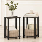 Furinno Simplistic Night Stand Set of 2, 2-Tier Small Nightstand with Open Shelf, Toolless Bedside Table, End Table, Side Table, for Bedroom, Closet, Dorm, Espresso