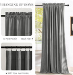 NICETOWN Super Soft Velvet Curtains 84 inches, Sound Reducing Cold Heat Insulated Heavy Matt Room Darkening Panels for Living Room (Light Grey, 2 Panels)