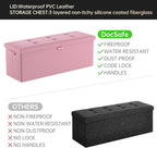 DocSafe Storage Ottoman Bench, Fireproof＆Waterproof Folding Bench with Lock(15”x 43”x15”), Leather Storage Chest with Handles＆2 Extra Boxes, Ottoman Safe for Bedroom,Living Room,Home Office, Pink