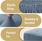H.VERSAILTEX Velvet Dining Chair Covers Stretch Chair Covers for Dining Room Set of 2 Parson Chair Slipcovers Chair Protectors Covers Dining, Soft Thick Solid Velvet Fabric Washable, Stone Blue