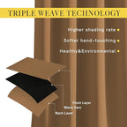 NICETOWN Short Blackout Gold Brown Curtains for Bedroom - Energy Saving Thermal Insulated Solid Grommet Room Darkening Small Window Treatments for Kitchen/Cafe, 2 Panels, W34 x L50