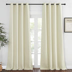 NICETOWN Room Darkening Beige Curtain 120 inch Length - Grommet Solid Thermal Insulated Doorway Drape Blackout Curtain for Bedroom/Living Room (1 Panel, W52 X L120)