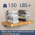 8 Pack Floating Shelf Brackets,12 Inch Heavy Duty Industrial Shelf Bracket, Black Metal L Brackets for Shelves Support DIY(1/5 Inch Thicked)