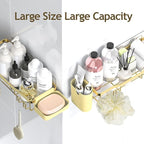 NESOMI Shower Caddy Adhesive Shower Organizer 8-Pack, Rustproof Stainless Steel Bathroom Shelves, Large Capacity No-Drill Rack Storage Accessories with Soap Dish Toothbrush Holder Hooks