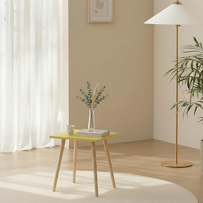 FORAOFUR Side Table, Small End Table Accent Living Room Bedroom Balcony Office, Modern Bedside Home Decor, Easy Assembly, (Yellow, 15.75D x 11.8W 16.54H in)