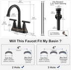 Bathroom Faucets for Sink 3 Hole, Hurran 4 inch Oil Rubbed Bronze Bathroom Sink Faucet with Pop-up Drain and Supply Hoses, Stainless Steel Lead-Free Centerset Faucets for Vanity RV