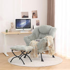 Tiita Lazy Chair with Ottoman, Green Modern Large Accent Chair, Comfy Leisure Sofa Armchair with Ottoman, Reading Chair with Footrest for Bedroom, Living Room, Dorm Rooms, Plush Green