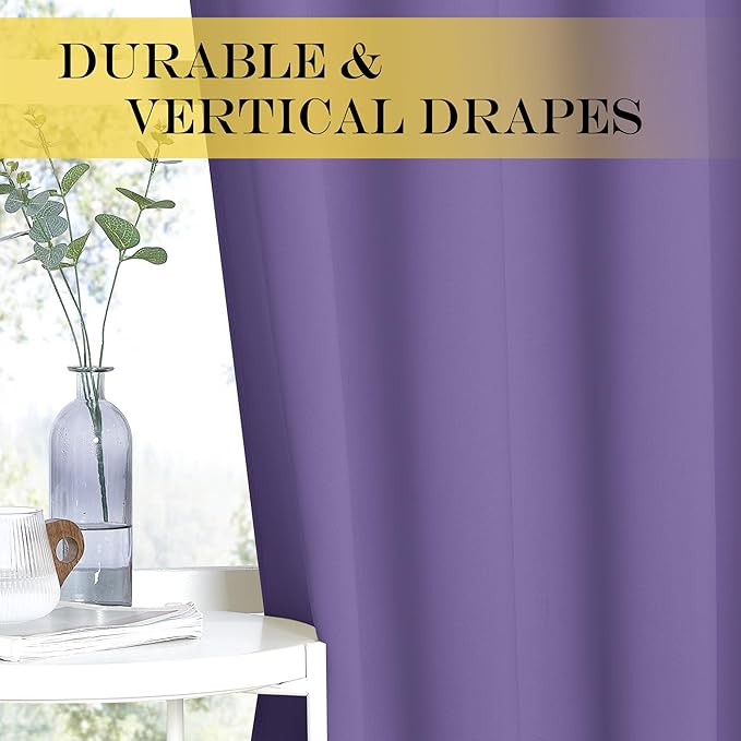 NICETOWN Blackout Room Divider Curtains for Sliding Glass Doors 102 Inches Long 1 Panel, Extra Wide Curtains for Doorway Patio Bedroom Living Room (Lilac Purple, 80Wx102L, 1 Panel)