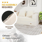 COMAX Futon Sofa Bed, 4‑in‑1 Convertible Sofa Bed, Folding Boneless Couches for Living Room, Fold Out Small Foldable Loveseat Floor Sleeper Comfy Mattress Lounge Space‑Saving, Beige