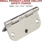 90 Pack Satin Nickel Door Hinges 3.5 x 3.5 Inch Interior 3 1/2 Inch Door Hinges for Doors Rounded 5/8" Radius Corners Flat Iron Hinge 3 ½"x 3 ½" Door Hardware Controls