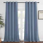 NICETOWN Extra Long Room Darkening Drape - (W52 x L108, Stone Blue, Sold as 1 Panel) Window Treatment Light Blocking Privacy Curtain Panel for Living Room