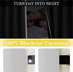NICETOWN 100% Blackout Off White Curtains for Bedroom, Grommet Thermal Window Treatments Portable Curtains Lightweight Travel Shades for Living Room/Home Office, W52 x L63